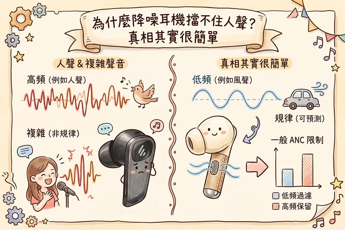 為什麼降噪耳機擋不住人聲？真相其實很簡單