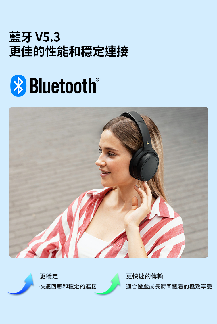 Edifier WH700NB 无线主动降噪罩耳式耳机蓝牙 5.3 可折叠轻型耳机双设备连接68 小时电池寿命适用于旅行、家庭办公 - 海军蓝