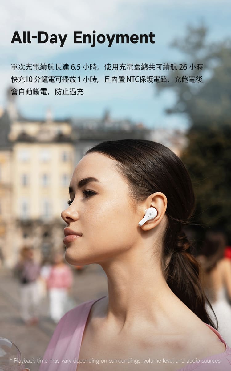 Edifier X5 Lite 真无线入耳式耳塞、蓝牙 5.3 耳机、26 小时播放时间、双麦克风、AI ENC、4 EQ 预设、游戏模式、IP55 防尘防汗 - 黑色