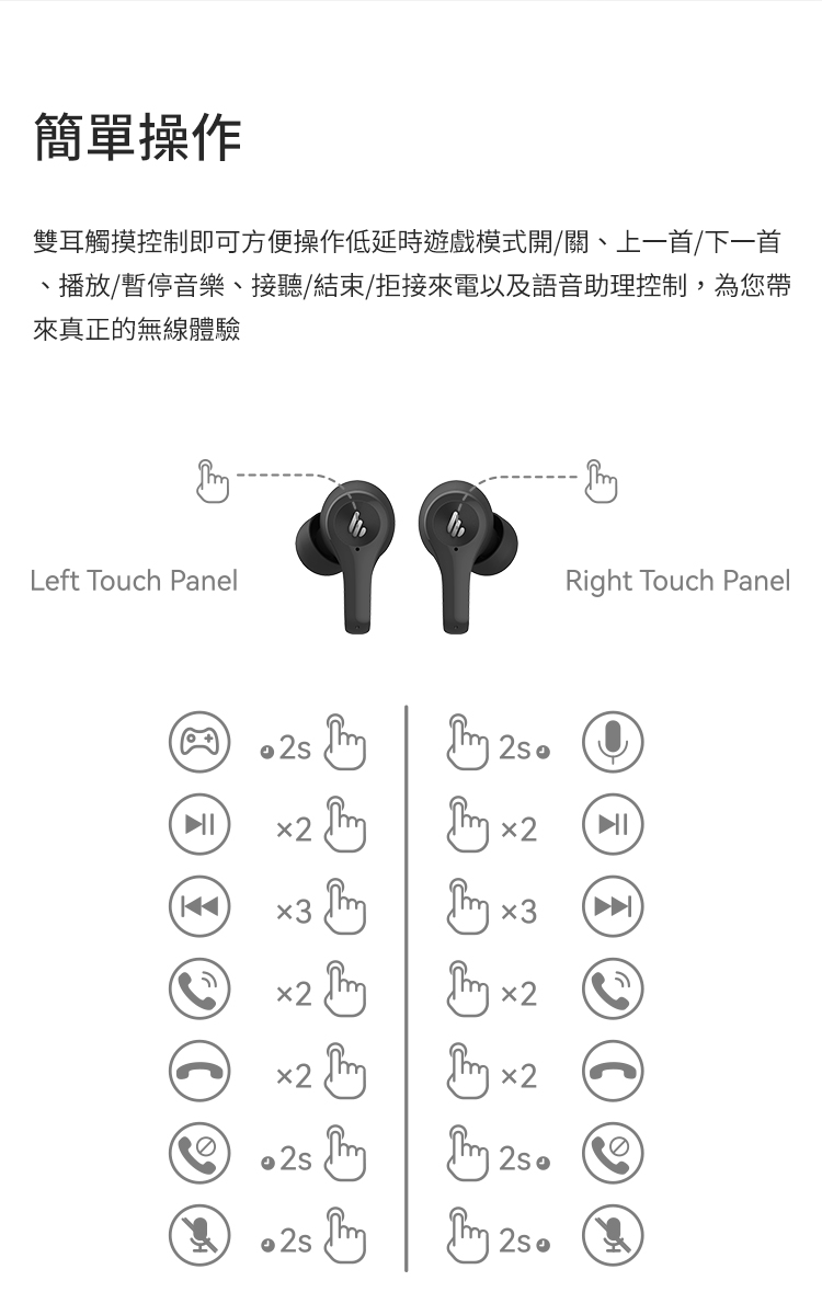 Edifier X5 Lite 真无线入耳式耳塞、蓝牙 5.3 耳机、26 小时播放时间、双麦克风、AI ENC、4 EQ 预设、游戏模式、IP55 防尘防汗 - 黑色